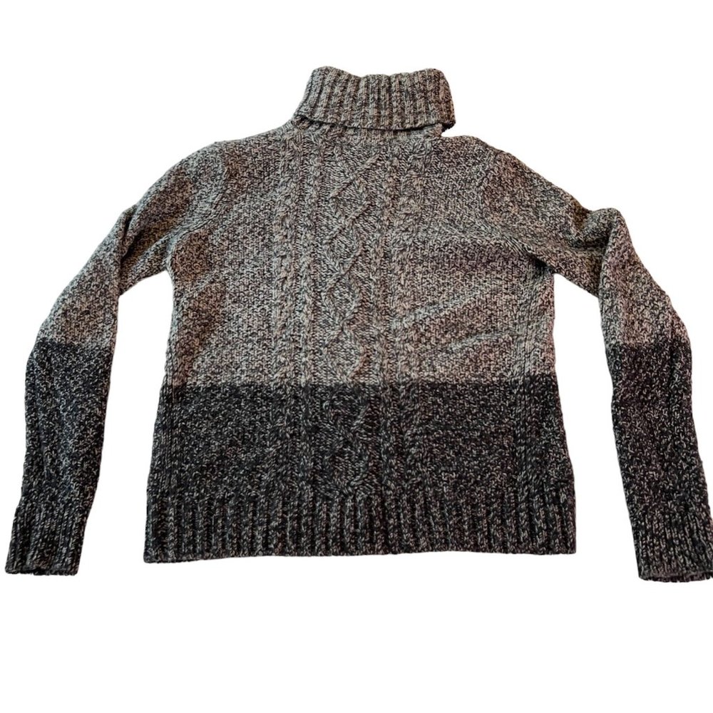Vince Sweater Womens Medium Gray Cable Knit Turtleneck Pullover Classic Nautical